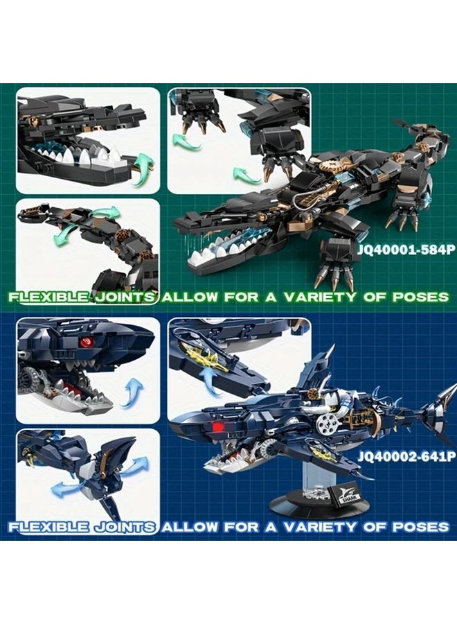 JQ40002 641P Mechanical Shark Crocodile Building Blocks Set 1225 Pcs Ocean Animal Model - Image 4
